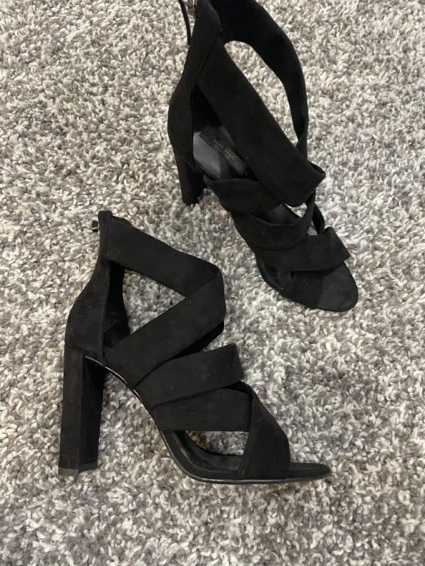 Zara basic black faux suede open heels summer shoes sandals US 9 - Image 4