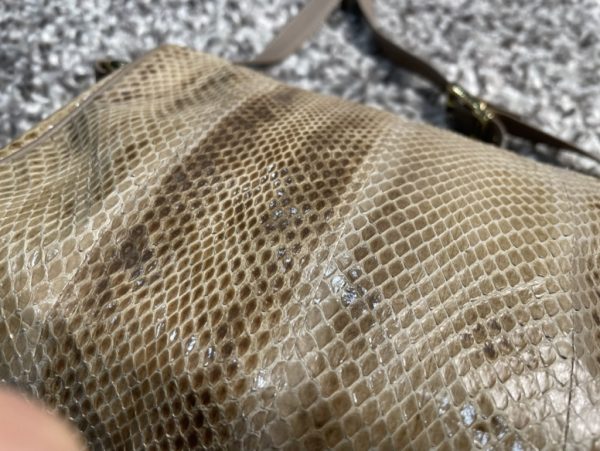 Vintage Towanny Beige Genuine Leather Snake Skin Crossbody Bag - Image 4