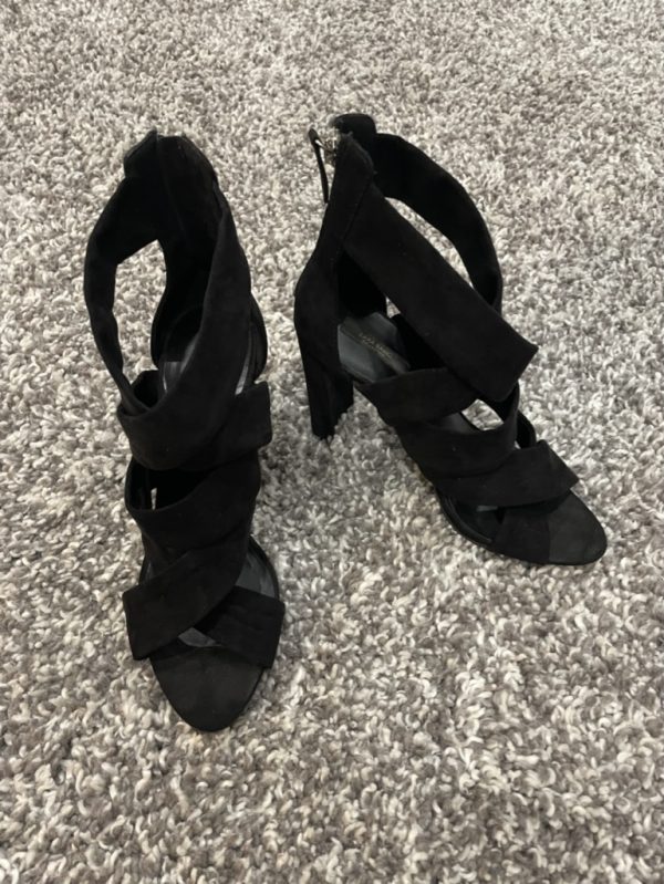 Zara basic black faux suede open heels summer shoes sandals US 9 - Image 3