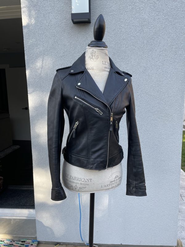 100% Genuine Leather Zara TRF outerwear leather biker motto style jacket size US M