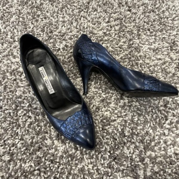 Almost new Vintage D’ANNA FRATELLI Women Shoes Size 36.5 Blue Made in Italy Leather Womans vintage heels