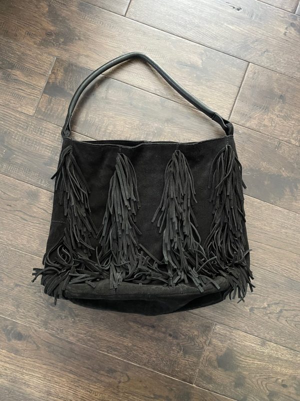 Topshop Tassel Hobo Bag Black Suede Fringe Detail Shoulder Bag Handbag - Image 4